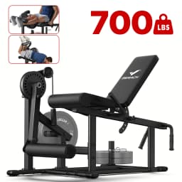 MERACH 2-in-1 Leg Extension and Curl Machine for Home Gym Commercial Grade Steel Leg Workout Equipment 375 lbs Loading 24-Position Adjustable Leg Curl Extension Machine with Olympic Plate Storage for Quads & Hamstrings