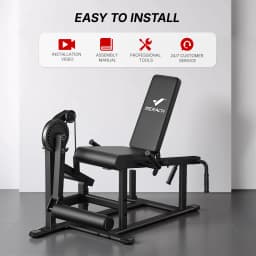 MERACH 2-in-1 Leg Extension and Curl Machine for Home Gym Commercial Grade Steel Leg Workout Equipment 375 lbs Loading 24-Position Adjustable Leg Curl Extension Machine with Olympic Plate Storage for Quads & Hamstrings