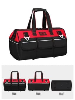 1pc Red 19-Inch 21-Inch 23-Inch Electrician Tool Bag, Large Pocket Canvas Handheld Oxford Cloth Repair Tool Box Extra Thick Large Capacity Tool Bag, Suitable for Electricians, Home Improvement, Fishing, And Various Repair Workers