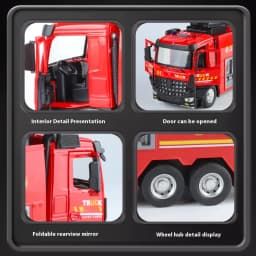 Large Water-Squirt Fire Water Tank Truck Model Metal Die-Cast Front Wheel Steering Children's Toy Car Ornaments Halloween Gift