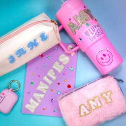 30pc Pink and Gold Adhesive Alphabet Patches