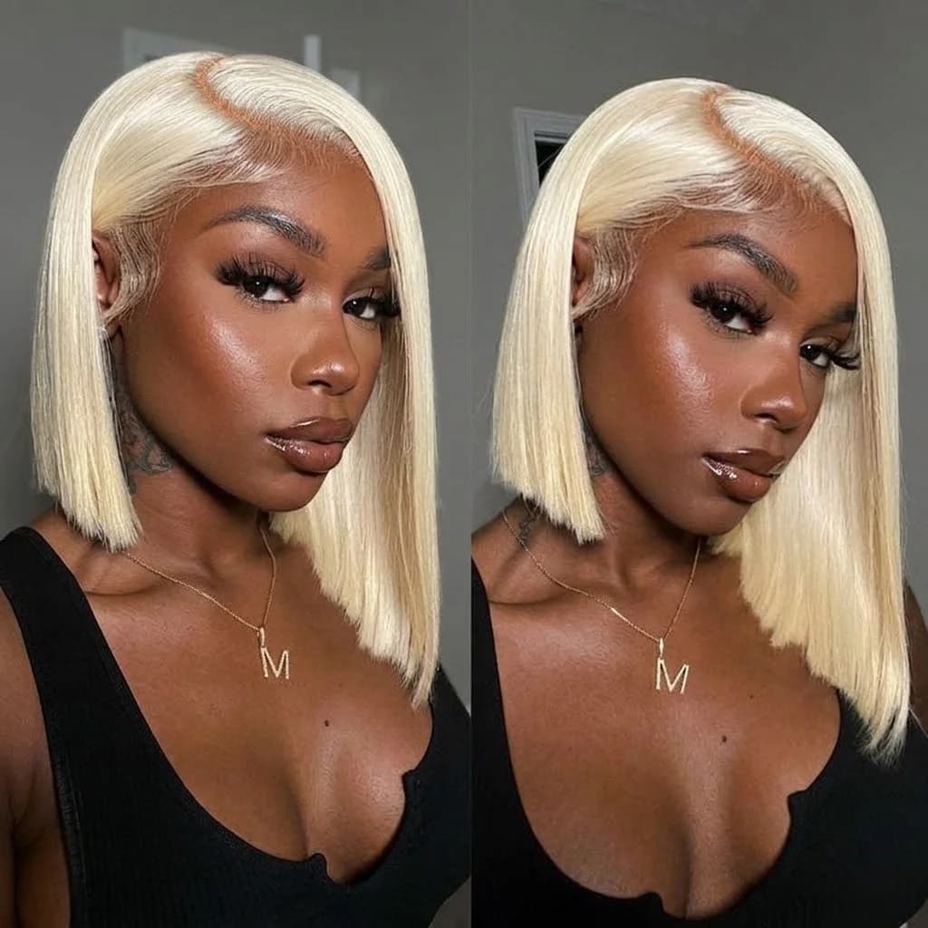 613 Transparent Lace Front Wig Short Bob Wigs 613 Blonde 13x4 13x6 HD Lace Front Human Hair Wig Brazilian Bone Straight Human Hair Bob Wig Pre Plucked with Baby Hair