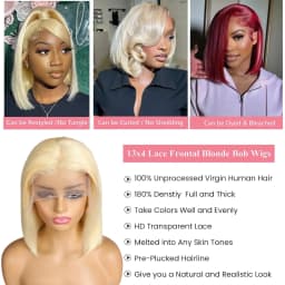 613 Transparent Lace Front Wig Short Bob Wigs 613 Blonde 13x4 13x6 HD Lace Front Human Hair Wig Brazilian Bone Straight Human Hair Bob Wig Pre Plucked with Baby Hair
