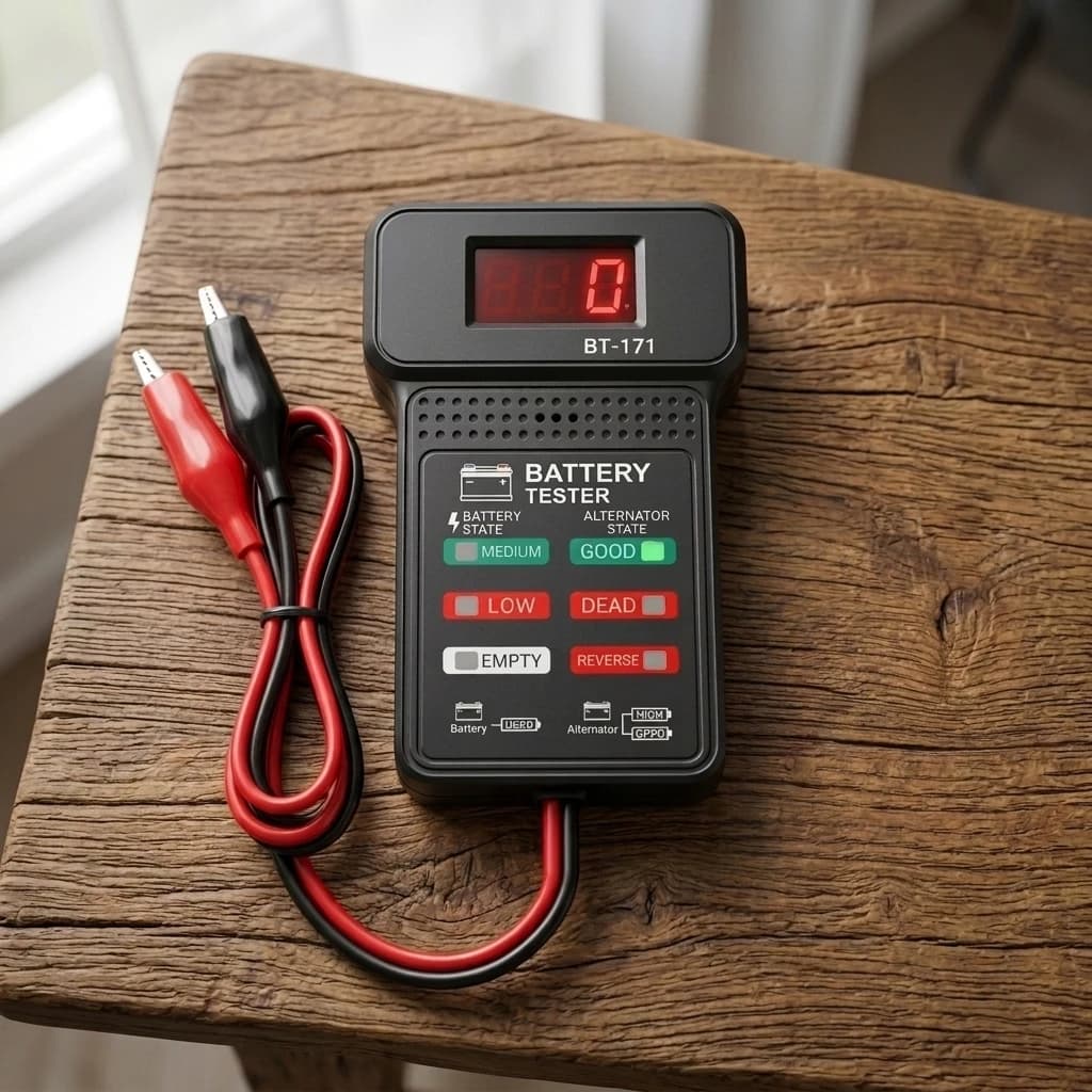12V Car Battery Tester LED Display Voltage Detector with Reverse Alarm Overvoltage Protection