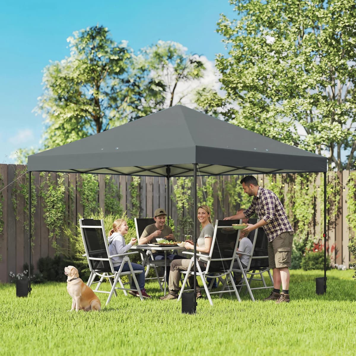 Outsunny 10 X 10 ft Pop up Canopy Tent with One Push Setup, Dark Gray