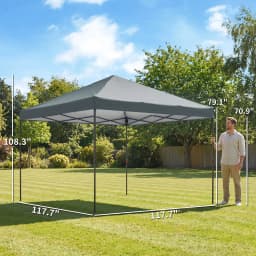 Outsunny 10 X 10 ft Pop up Canopy Tent with One Push Setup, Dark Gray