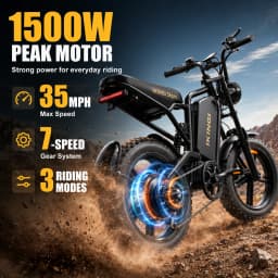 All‑Terrain Fat Tire Ebike for Adults 1500W Peak Motor 35MPH Max Speed 50Mile Assist Range Full Suspension E‑Bicycle
