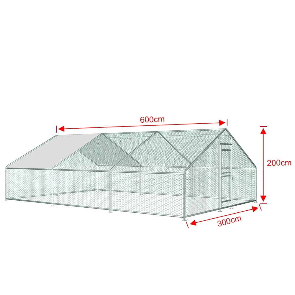 Heavy-Duty Large Metal Chicken Coop Run 6M X 3M 20ft X 10ft Sturdy Metal Frame Outdoor Backyard Garden Farm Poultry Pen for Hens Ducks Rabbits