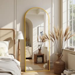 57"×19" Arched Full‑Length Floor Mirror, Freestanding Full‑Body Mirror with Stand, Wall‑Mountable Hanging Mirror for Bedroom, Living Room, Cloakroom, Home & Dorm Room Decor