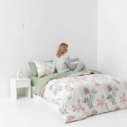 1/3pcs 100% Cotton Shabby Floral Pattern Chic Duvet Cover Set, Grey Yellow Pink Flower Print Vintage Comforter Cover Set with Metal Zippers, Luxury Elegant Farmhouse Bedding, White, Chinese Ink Paint Style, (1 Duvet Cover, 1/2 Pillowcases)
