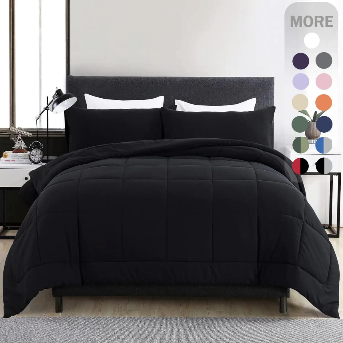 All Season Soft Comforter Set Down Alternative Quilted Blanket 2/3PCS Bedding Set with Pillowcases High Quality Box Stitching Bedspread Lightweight Breathable Duvet Insert for Home Bedroom Twin Queen King