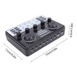 Live Streaming Sound Mixer Sound Card Rechargeable Plug and Play Adjustable Bass Treble Noise Reduction Colorful Indicator Light