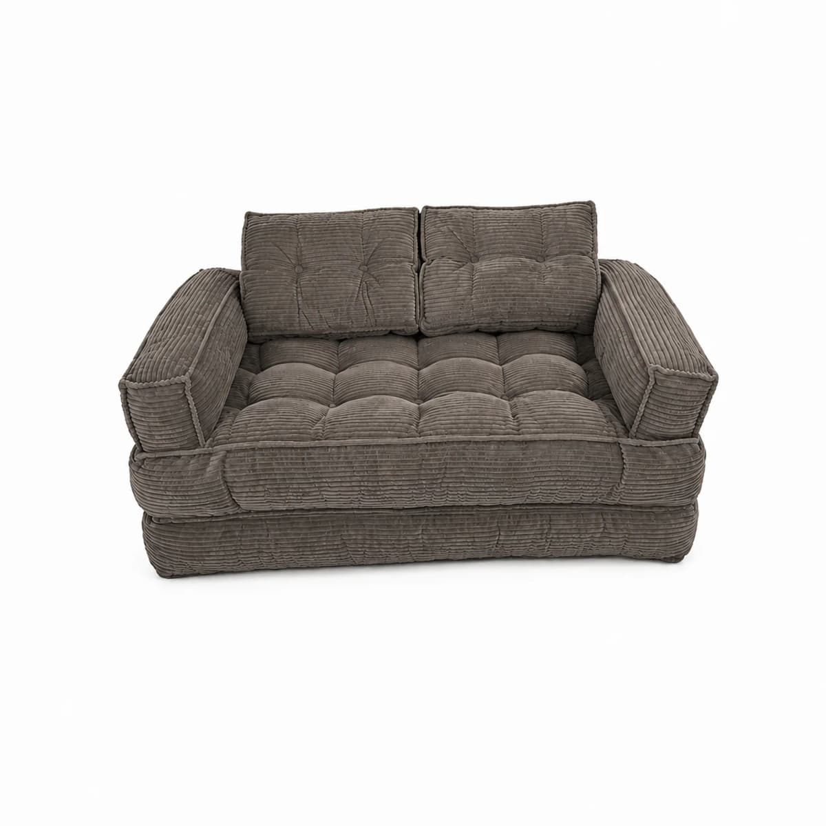 51" Modular Corduroy Floor Couch with Chaise, 2-in-1 Boneless Convertible Sofa Bed, Lazy Double Loveseat with Armrests for Living Room, Apartment & Game Room