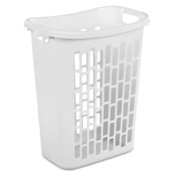 White Plastic Rectangular Hamper for Narrow Spaces with Open Top Laundry Basket