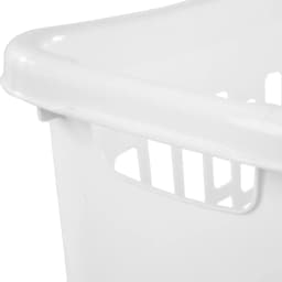 White Plastic Rectangular Hamper for Narrow Spaces with Open Top Laundry Basket