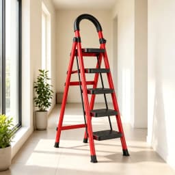 Heavy Duty 500 Lbs Folding Step Ladder – Reinforced Steel Step Stool with Wide Anti-Slip Pedals, Safety Lock & Dual Handrails, Portable Multi-Purpose Ladder for Home, Kitchen, Closet & Indoor Use