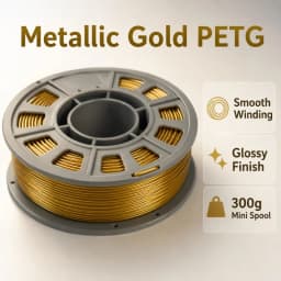 300g PETG Filament 1.75mm 3D Printer Filament Metallic Gold Shiny Glossy Finish Mini Spool Heat Resistant Easy Printing