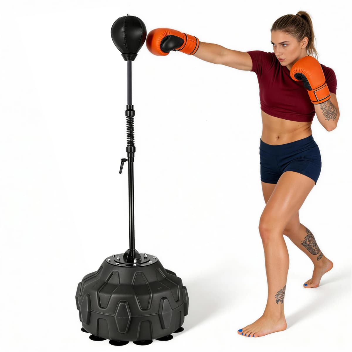 Reflex Speed Bag, Adjustable Height, Free Standing Base (56 - 71in) - Boxing Trainer for Home Gym Use
