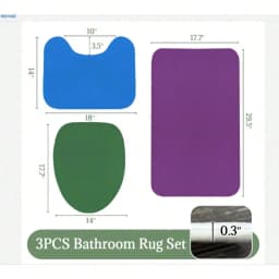 3-Piece Non-Slip Bathroom Mat, Suitable For Toilet And Sink Areas, Plush Flannel Soft Absorbent, With Non-Slip Backing, Machine Washable Thickened Floor Mat, Suitable For Showers, Bathtubs, Sinks - A Comfortable Decorative Carpet Essential For Modern Home