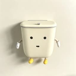 Cute Wall‑Mount Hanging Trash Bin with Flip Lid, Cartoon Character Cabinet Door Garbage Can, Space‑Saving Plastic Waste Bucket for Kitchen Office Bedroom