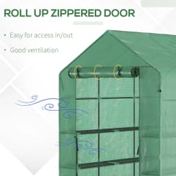 7' x 5' x 6' Walk-in Greenhouse for Outdoors with Mesh Door, 18 Shelf Hot House with Trellis, Plant Labels, UV Protective for Growing Flowers, Herbs, Vegetables, Saplings, Green
