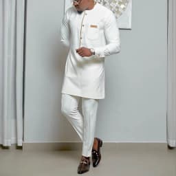 2Piece Sets Mens Outfit Embroidered Pocket Long Sleeve Top Pants Men's Wedding Suit Business Ethnic Casual Wear Tee Shirt Homme