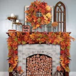 Thanksgiving Autumn Maple Leaf Vine Wall Light, Flexible Branch LED Fairy String Light Fall Maple Garland Lamp for Fireplace Wall Home Bedroom Decor