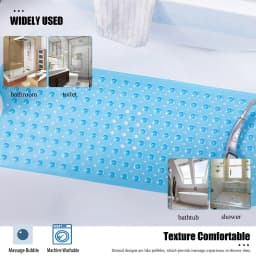 Extra Long Non-Slip Bathtub Mat With Drainage Holes And Suction Cups Non-Slip Bathtub Mat, 40 X 16 Inch Extra Long Bathtub Mat, Soft On Feet Machine Washable Bathroom Shower Mat - Ideal For Home, Hotel, And Car Travel - Available In Multiple Colors