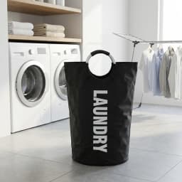 Zoyiancy Black 90L Foldable Laundry Hamper, Large Capacity Tall Oxford Fabric Clothes Basket with Aluminum Handles, Space Saving Storage Organizer