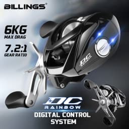 BILLINGS Baitcasting Reel DC Brake System 6KG Max Drag 167G Lightweight Baitcaster Fishing Reels 7.2:1 Gear Ratio 4+1BB Freshwater Casting Reel