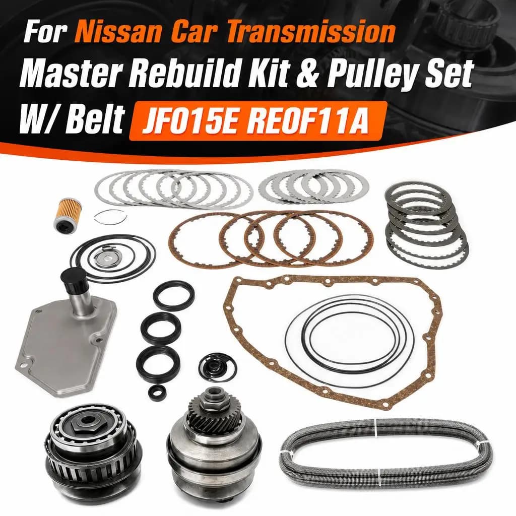 JF015E RE0F11A Transmission Master Rebuild Kit and Pulley Set with Belt for Nissan Vehicles.