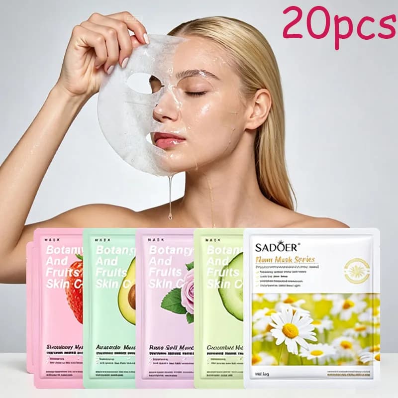 20pcs Hydrating And Moisturizing Face Masks, 5 Kinds Of Mixed Packs, Moisturizing And Hydrating, Containing Hyaluronic Acid And Vitamin C, Make Facial Skin More Delicate, Smooth, And Hydrated, Portable For Travelling/Valentines Day/Mothers Day