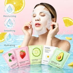 20pcs Hydrating And Moisturizing Face Masks, 5 Kinds Of Mixed Packs, Moisturizing And Hydrating, Containing Hyaluronic Acid And Vitamin C, Make Facial Skin More Delicate, Smooth, And Hydrated, Portable For Travelling/Valentines Day/Mothers Day
