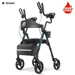 Upright Walker, Stand Up Rollator Walker with Padded Seat and Backrest, Walkers for Seniors,Foldable Walker with Seat