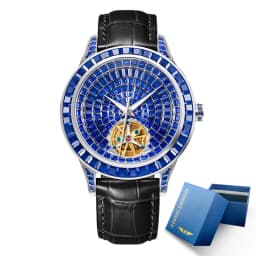 PINDU Design Diamond-set Hollow Mechanical Wrist Men Wristwatches Men Fashion Luxury Diamond Stainless Steel Leather Watch Men