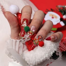 6 Grids Christmas Alloy Nail Charms Santa Snowman Tree Wreath Snowflake 3D Enamel Manicure Ornaments for Holiday Nail Salon Home DIY Decor