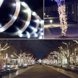 New 1 Pack of 100 LED Solar String Lights. Waterproof Tubular Rope Lights for Outdoor Gardens. The Fairy Wreath Lights Are Powered by Solar Energy and Are Perfect for Christmas Parties, Festivals, and Outdoor Landscape Decoration.