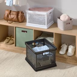 30.6 Qt Black Plastic Storage Crate, Large Utility Organizer Bin with Handles, Stackable Storage Container for Home, Office, Garage and Warehouse