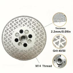 1Set M14 Double Sided Vacuum Brazed Diamond Grinding Disc for Marble Concrete Ceramic Tiles