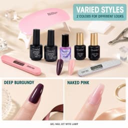 Ovanlee All-in-One Gel Nail Polish Kit – Complete Starter Set with Mini UV/LED Lamp, 2 Colors (10ml), Base & Top Coat, Primer Bonder & Nail Files for Salon-Quality DIY Manicure at Home