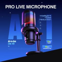 USB Gaming Streaming Microphone with RGB Light, AI Noise Reduction Podcast Mic Kit