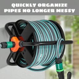 Rugged Garden Hose Reel with Collapsible Handle, Tool-Free Installation, Compact Design Saves Space, Compatible with Standard Faucets, Suitable for Yard or Garage Cleaning