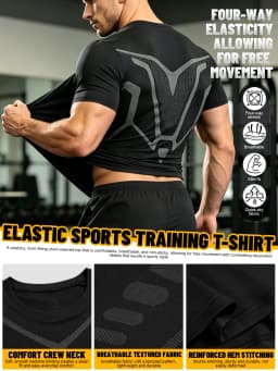 Men's 4 Piece Workout Set, T-Shirt Shorts Leggings Hoodie, Lightweight Quick Dry Breathable Gym Set, Ships from US