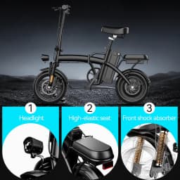 Folding Electric Bike for Adults 500W Brushless Motor Removable Battery 14" All‑Terrain Fat Tire 3 Riding Modes Foldable Ebike for Urban Commute