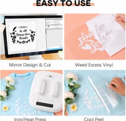 HTVRONT Heat Transfer Vinyl White Iron on Vinyl, 12 X 60FT White HTV Roll for T Shirts, Easy to Cut & Weed for Heat Transfer Design