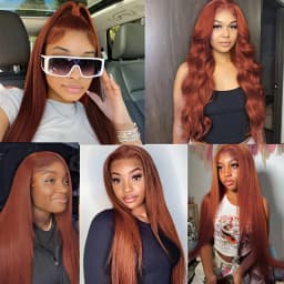 TIMOPOL 13x4 HD Transparent Lace Frontal Human Hair Wig, Vibrant 350 Ginger‑Orange Straight Texture, Pre‑Plucked Hairline with Baby Hair for Women