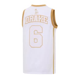 Men’s #6 OVO Owl White Gold Basketball Jersey,Letter Embroidery Sports Tank Top Hip Hop Vintage Basketball Uniform Streetwear