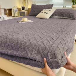 Queen Size Luxury Solid Velvet Woven Texture Embossed Bed Cover Single Piece Premium Bedding