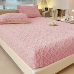 Queen Size Luxury Solid Velvet Woven Texture Embossed Bed Cover Single Piece Premium Bedding