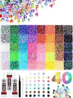 40 Colors Resin Rhinestone Bedazzling Kit 3mm Small, Jelly Rhinestone Kit for Bedazzling Flatback Gems, for Clothes Nail Book Di